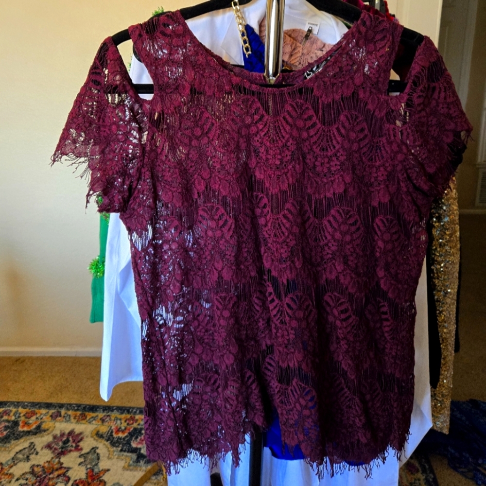 Burgundy lace blouse